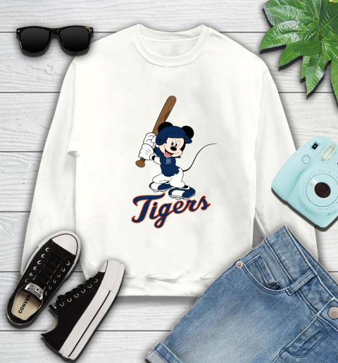 MLB Baseball Detroit Tigers Cheerful Mickey Mouse Shirt Sweatshirt 2