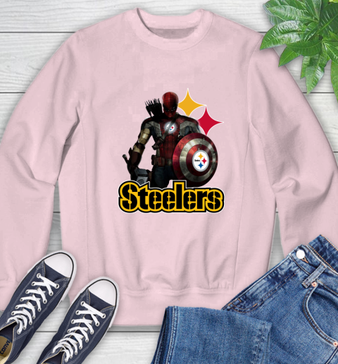 NFL Captain America Thor Spider Man Hawkeye Avengers Endgame Football Pittsburgh Steelers Sweatshirt 9