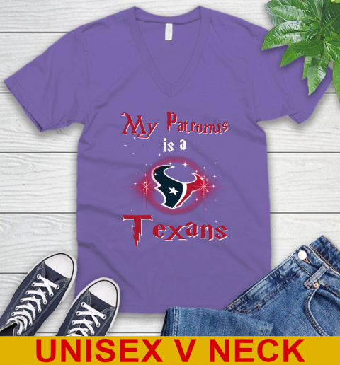 NFL Football Harry Potter My Patronus Is A Houston Texans V-Neck T-Shirt 8