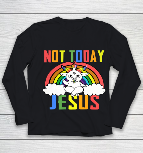 Unicorn Rainbow Not Today Jesus Premium Youth Long Sleeve