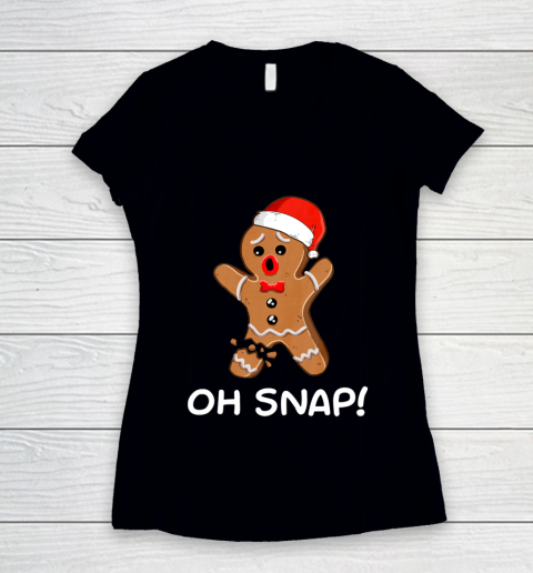 Oh Snap Gingerbread Man Christmas Shirt Gingerbread Women's V-Neck T-Shirt