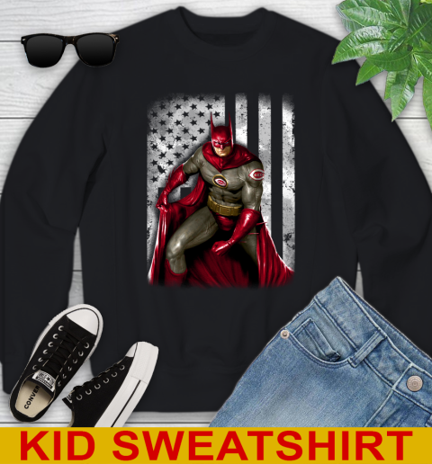 Cincinnati Reds MLB Baseball Batman DC American Flag Shirt Youth Sweatshirt