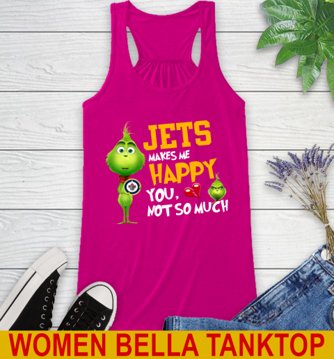 NHL Winnipeg Jets Makes Me Happy You Not So Much Grinch Hockey Sports Racerback Tank - Image 7