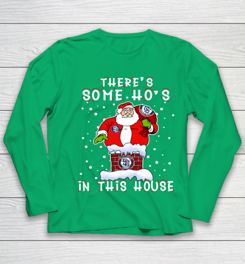 San Diego Padres Christmas There Is Some Hos In This House Santa Stuck In The Chimney MLB Youth Long Sleeve 4