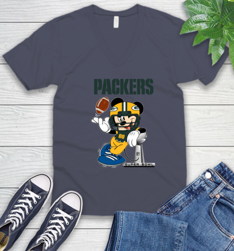 NFL Green Bay Packers Mickey Mouse Disney Super Bowl Football T Shirt V-Neck T-Shirt 9