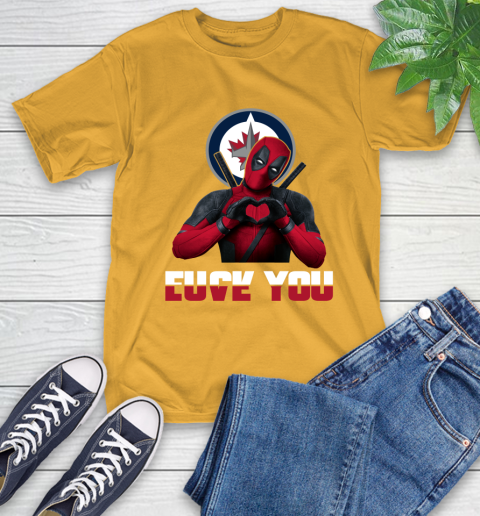NHL Winnipeg Jets Deadpool Love You Fuck You Hockey Sports T-Shirt 2