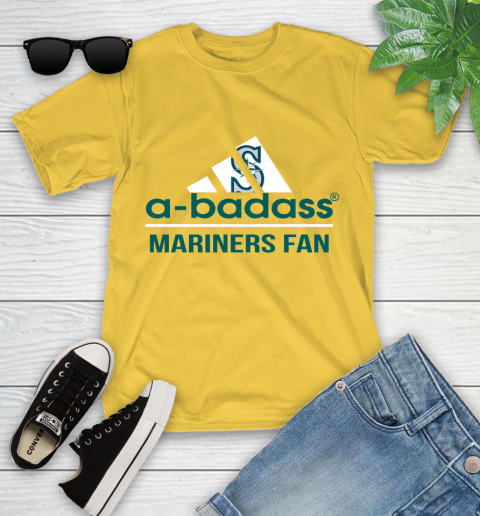 MLB A Badass Seattle Mariners Fan Adidas Baseball Sports Youth T-Shirt 10
