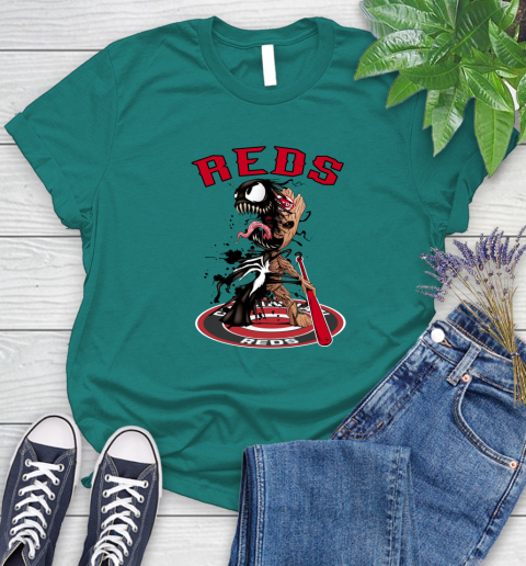 MLB Cincinnati Reds Baseball Venom Groot Guardians Of The Galaxy Women's T-Shirt 12