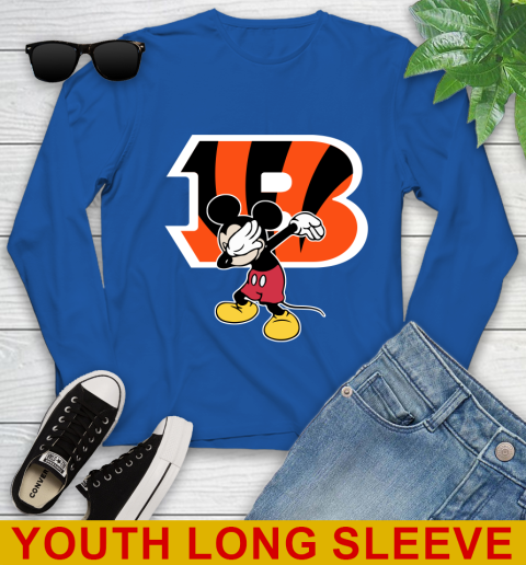 Cincinnati Bengals NFL Football Dabbing Mickey Disney Sports Youth Long Sleeve 10