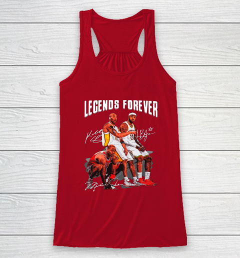 Kobe Bryant Lebron James And Michael Jordan Legends Forever Signatures Racerback Tank 4