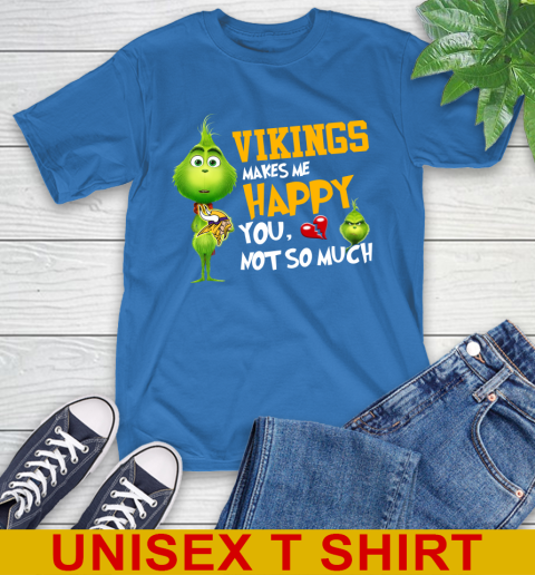 NFL Minnesota Vikings Makes Me Happy You Not So Much Grinch Football Sports T-Shirt 11