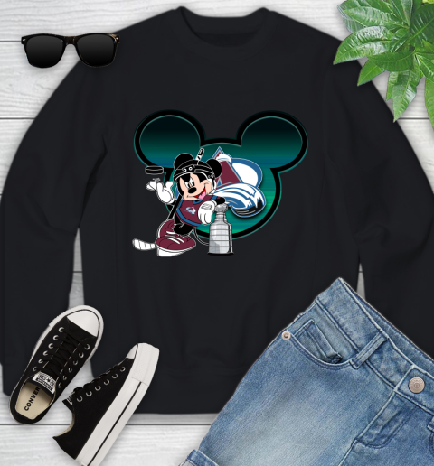 NHL Colorado Avalanche Stanley Cup Mickey Mouse Disney Hockey T Shirt Youth Sweatshirt 2
