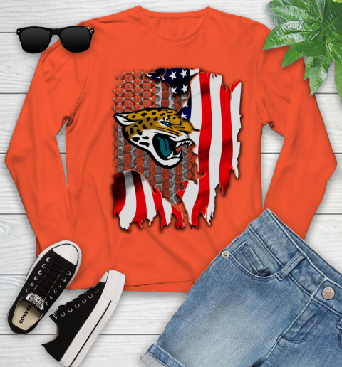 Jacksonville Jaguars NFL Football American Flag Youth Long Sleeve 3