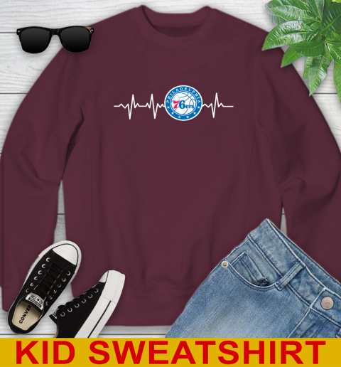 Philadelphia 76ers NBA Basketball Heart Beat Shirt Youth Sweatshirt 4
