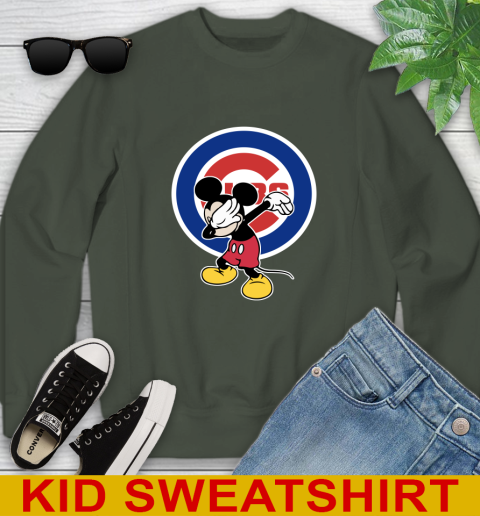 Chicago Cubs MLB Baseball Dabbing Mickey Disney Sports Youth Sweatshirt 9