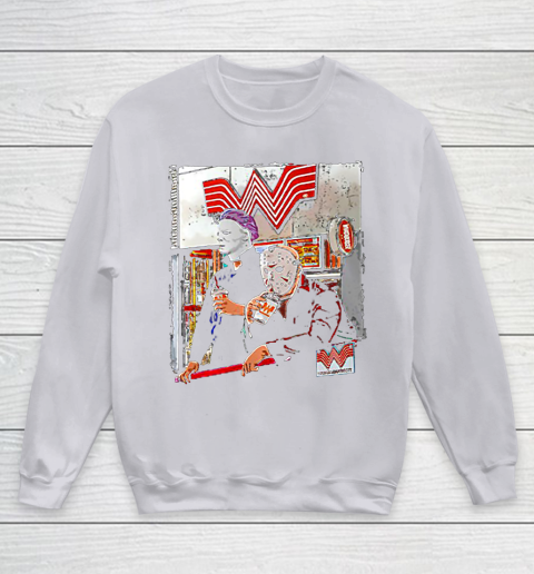 Michael Myers and Jason Voorhees drinking Whataburger Youth Sweatshirt 3