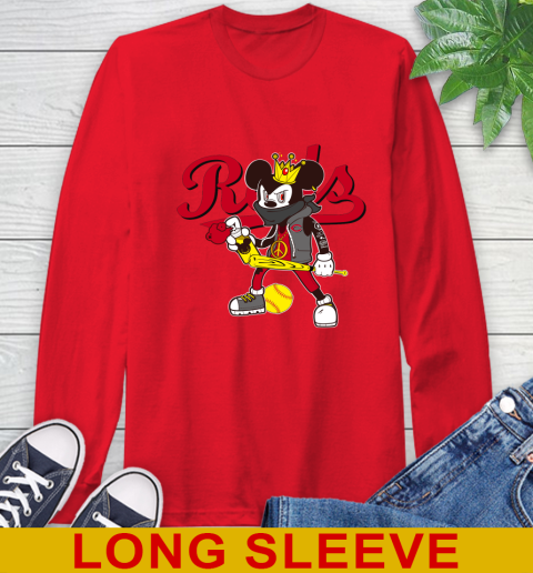 Cincinnati Reds MLB Baseball Mickey Peace Sign Sports Long Sleeve T-Shirt 10