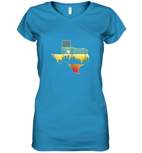 5bfx houston retro baseball shirtvintage houston baseball women v neck t shirt 39 front sapphire