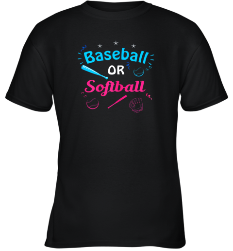 Baseball Or Softball Annoucement Gender Reveal Pink Or Blue Youth T-Shirt