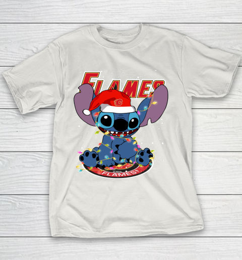 Calgary Flames NHL Hockey noel stitch Christmas Youth T-Shirt 8