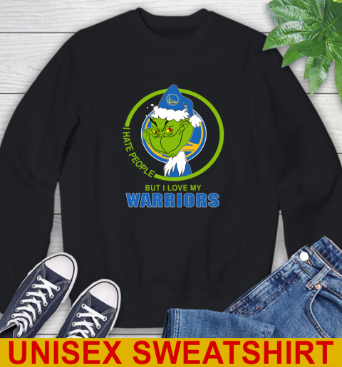 Golden State Warriors NBA Christmas Grinch I Hate People But I Love My Favorite Basketball Team Sweatshirt 2
