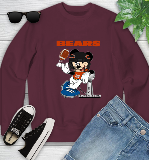 NFL Chicago Bears Mickey Mouse Disney Super Bowl Football T Shirt Youth Sweatshirt 5