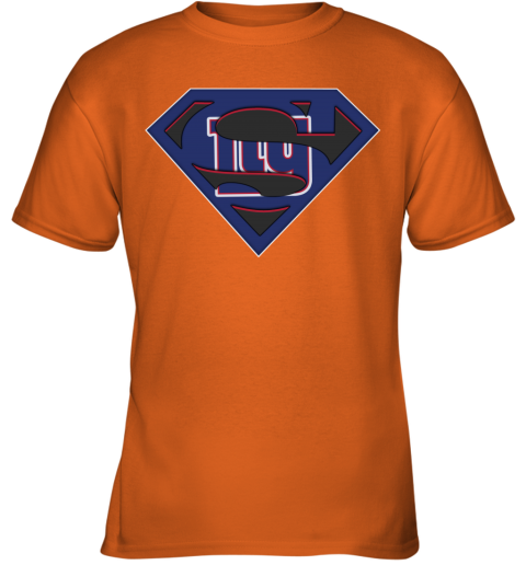 NFL New York Giants LOGO Superman 9grs nfl new york giants logo superman youth t shirt 26 front safety orange