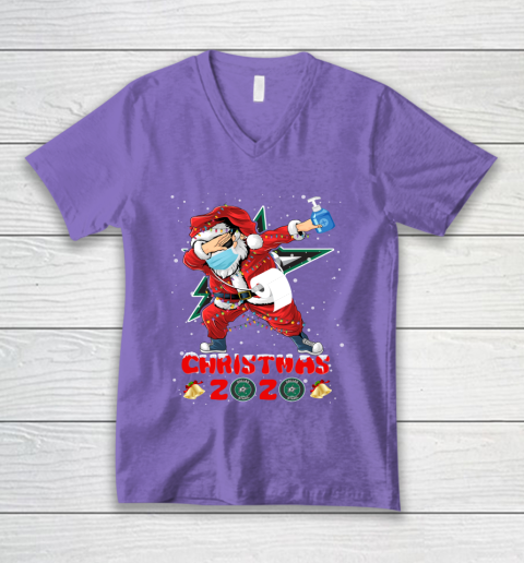 Dallas Stars Funny Santa Claus Dabbing Christmas 2020 NHL V-Neck T-Shirt 8