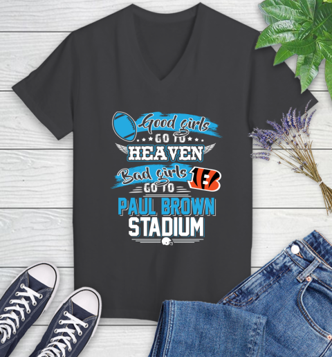 Cincinnati Bengals NFL Bad Girls Go To Paul Brown Stadium Shirt Women's V-Neck T-Shirt 8