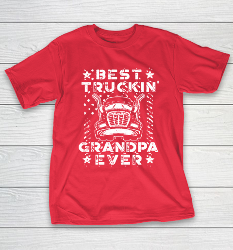 Grandpa Funny Gift Apparel  Best Truckin Grandpa Ever American Flag T-Shirt 19