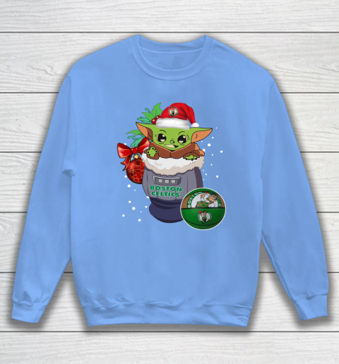 Boston Celtics Christmas Baby Yoda Star Wars Funny Happy NBA Sweatshirt 9