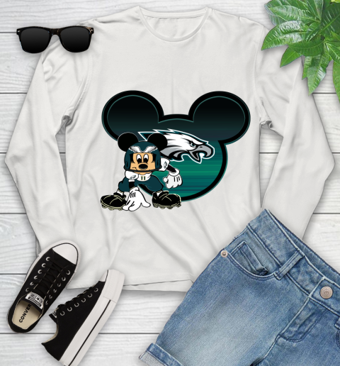 NFL Philadelphia Eagles Mickey Mouse Disney Football T Shirt Youth Long Sleeve 12