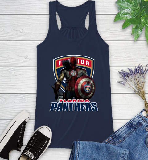 NHL Captain America Thor Spider Man Hawkeye Avengers Endgame Hockey Florida Panthers Racerback Tank 10