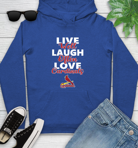MLB Baseball St.Louis Cardinals Live Well Laugh Often Love Shirt Youth Hoodie 9