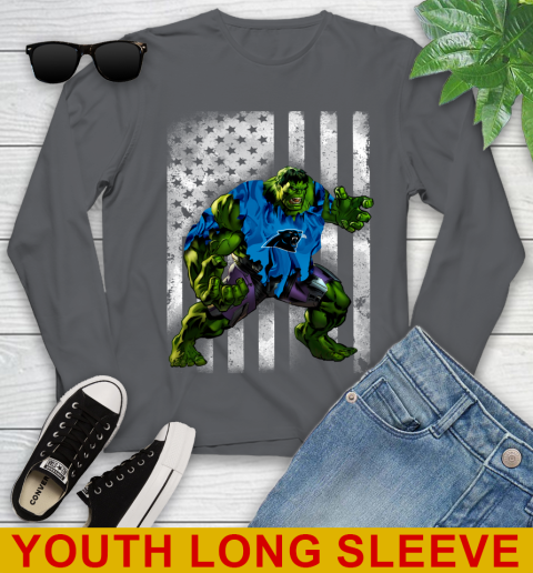 Carolina Panthers Hulk Marvel Avengers NFL Football American Flag Youth Long Sleeve 9