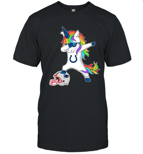 Football Dabbing Unicorn Steps On Helmet Indianapolis Colts Unisex Jersey Tee