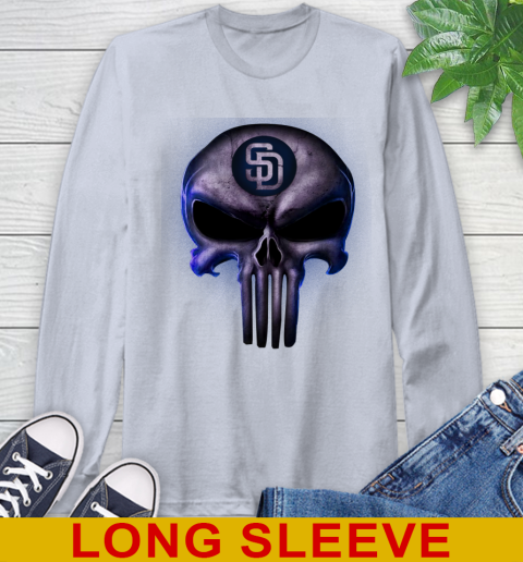 San Diego Padres MLB Baseball Punisher Skull Sports Long Sleeve T-Shirt 6