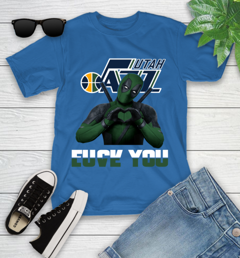 NBA Utah Jazz Deadpool Love You Fuck You Basketball Sports Youth T-Shirt 12