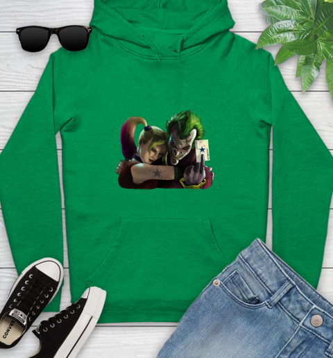 Dallas Cowboys NFL Football Joker Harley Quinn Suicide Squad Youth Hoodie Tee For Sports