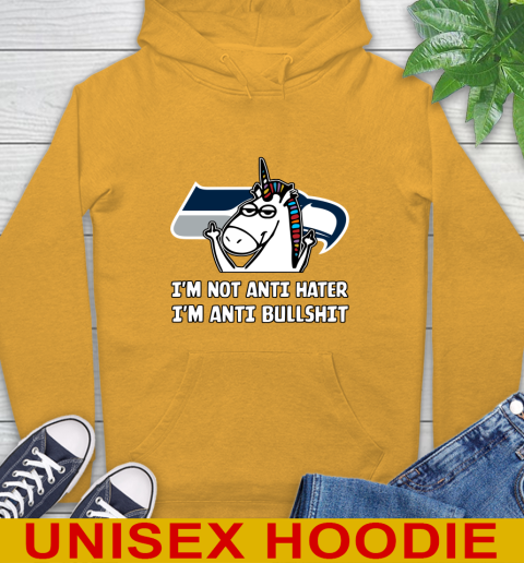 Seattle Seahawks NFL Football Unicorn I'm Not Anti Hater I'm Anti Bullshit Hoodie 3
