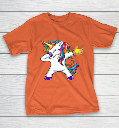 Dabbing Unicorn Softball T Shirt Funny Dab Gift T-Shirt 17