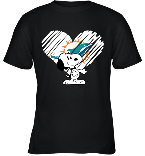 I Love Miami Dolphins Snoopy In My Heart NFL Youth T-Shirt