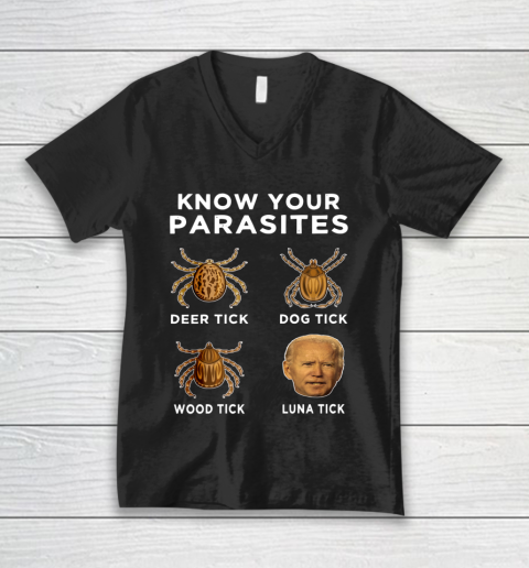 Know Your Parasites Funny Anti Joe Biden V-Neck T-Shirt