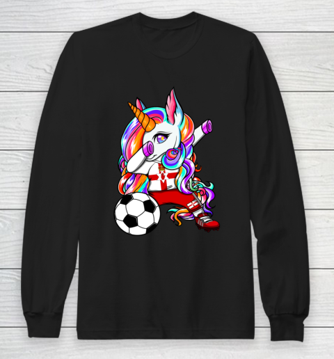 Dabbing Unicorn Northern Ireland Soccer Fans Jersey Football Long Sleeve T-Shirt