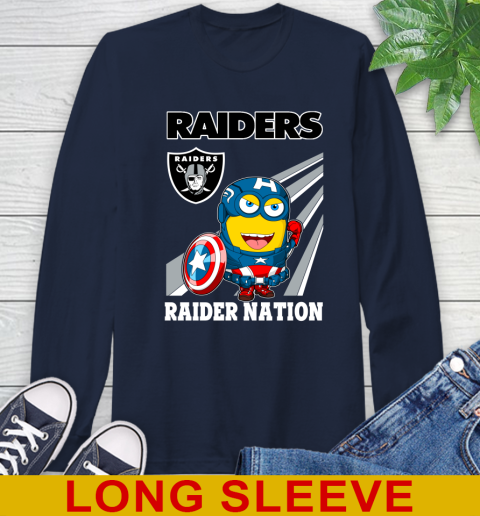 NFL Football Oakland Raiders Captain America Marvel Avengers Minion Shirt Long Sleeve T-Shirt 3