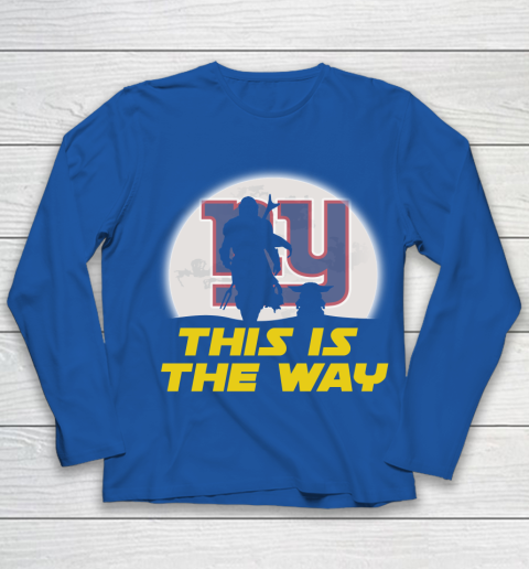 New York Giants NFL Football Star Wars Yoda And Mandalorian This Is The Way Youth Long Sleeve 7