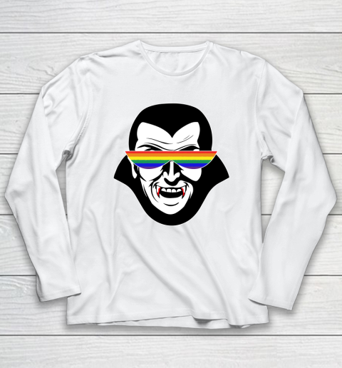 Gay Dracula Rainbow Sunglasses Vampire LGBT Long Sleeve T-Shirt