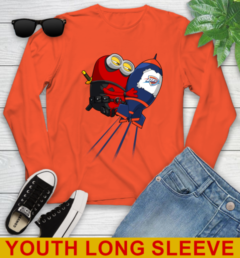 NBA Basketball Oklahoma City Thunder Deadpool Minion Marvel Shirt Youth Long Sleeve 3