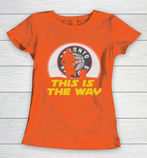 Toronto Raptors NBA Basketball Star Wars Yoda And Mandalorian This Is The Way Women's T-Shirt 3
