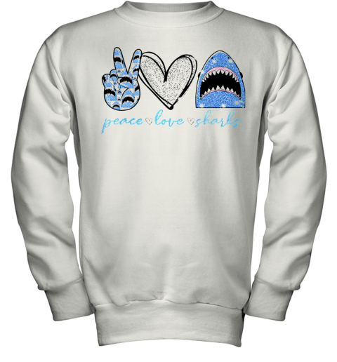 Peace Love Sharks Youth Sweatshirt